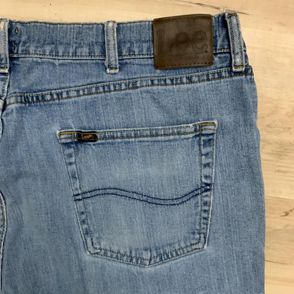 Lee Regular Fit Vintage Distressed Blue Straight Leg Jeans Mens 42x29 2008900